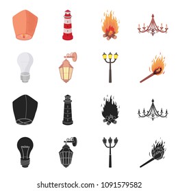 LED light, street lamp, match.Light source set collection icons in black,cartoon style vector symbol stock illustration web.