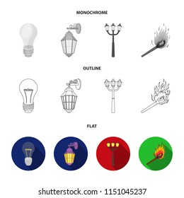 LED light, street lamp, match.Light source set collection icons in flat,outline,monochrome style vector symbol stock illustration web.