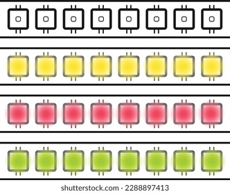LED light strip with red yellow green and non glow strip