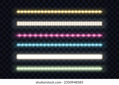 tira de luz led de varios colores en conjunto