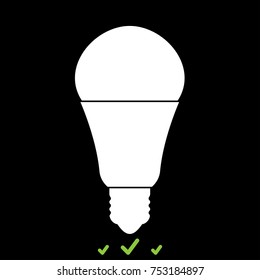 LED lightbulb white icon .