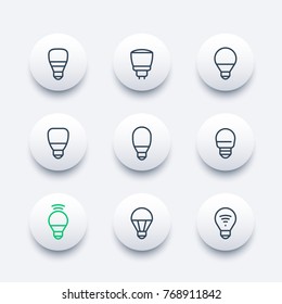 led lights line icons set