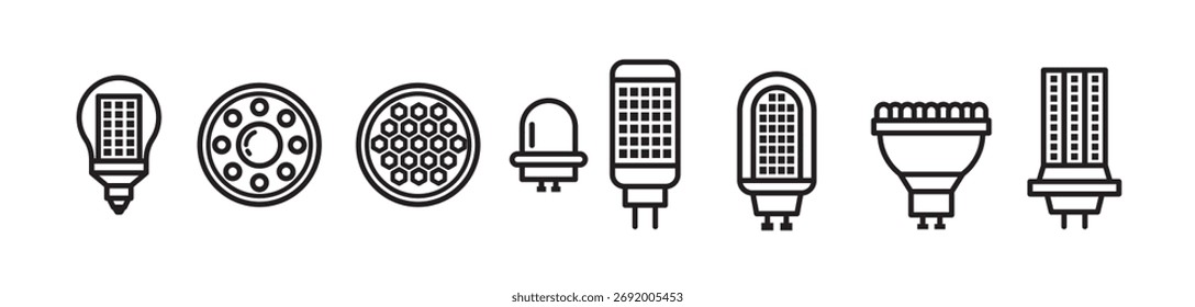 Ilustración de iconos vectoriales de luces led