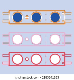 Led module strip lights icons set outline vector. Module led. Light bright stripe