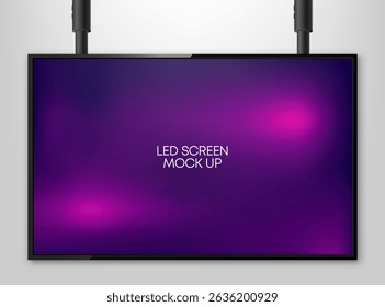 LED Monitor Screen Mockup. Realistic screen light box. Illuminated lightbox with empty space for design. Street board fot promotion and advertisement. Content presentation. Vector illustration.