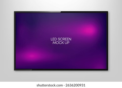 LED Monitor Screen Mockup. Realistic screen light box. Illuminated lightbox with empty space for design. Street board fot promotion and advertisement. Content presentation. Vector illustration.