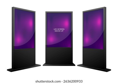 LED Monitor Screen Mockup. Realistic screen light box. Illuminated lightbox with empty space for design. Street board fot promotion and advertisement. Content presentation. Vector illustration.