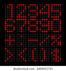 Led panel with numbers. Board, display, font, scoreboard.