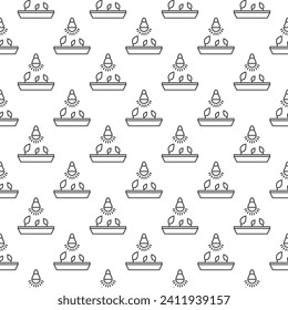 LED Phyto Lamp Bulb vector concept thin line minimal seamless pattern