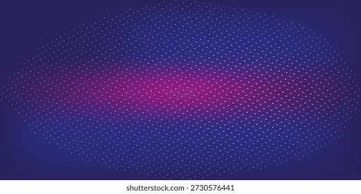 Led pixel screen display with bright blue and purple dots forming digital wall background. Futuristic technology pattern for video walls, presentations or electronic advertising. Tv display panel