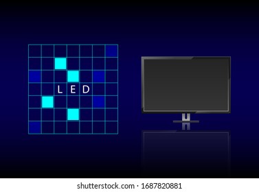 
LED and pixel technology , The illustration on the blue background.