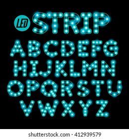 Led Ribbon Strip Light Alphabet Vector Illustration