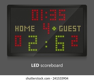 LED Scoreboard For Sport Games. Illustrated On Gray Background