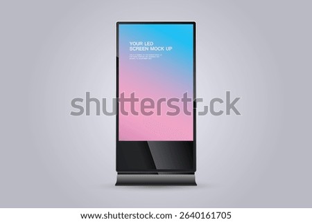 A LED screen for Digital Signage Stand Mockup, A Technology LED screen mock up on white background. used in advertising space vector