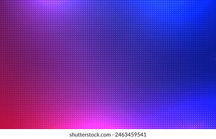 LED screen display with glowing neon blue and pink dot lights. TV pixel background, videowall. Monitor with dots. Electronic purple diode effect. Digital television technology lcd projection. Vector.