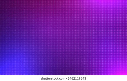 Led screen light background with glow pixel pattern. Digital tv display wall panel in blue, pink and purple gradient. Electronic diode effect. Television technology lcd projection studio. Vector EPS10