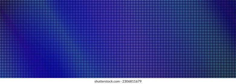 Textura de fondo de la luz de la pantalla plana con patrón de píxeles. Pantalla digital de pantalla de pared en gradiente azul, rosa y púrpura. Resumen de la plantilla de diseño de vectores de rejilla de televisión brillante con círculo