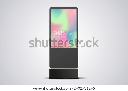 A LED Screen Mockup in 3Ds of Realistic screen light box for out door signage vector design. 3Ds LED vector mock up Illuminated lightbox with empty space