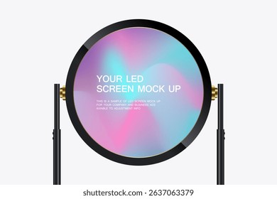 LED screen mock-up presents a sleek and modern design with bold, capitalized split across two lines for visual impact. The minimalist black background LED display vector, illustration
