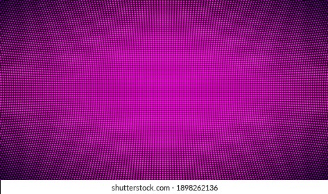 Led screen pattern. Digital display. TV pixel background. Lcd monitor with dots. Pink television video wall. Electronic diode effect. Projector grid template. Vector illustration.