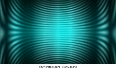 Led screen texture. Digital display. Lcd monitor with dots. Green pixel background. Electronic diode effect. Television videowall. Projector grid template. Vector illustration.