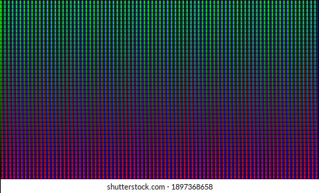 Led screen texture. Lcd display. TV background. Analog digital monitor. Electronic diode effect. Color television videowall. Projector grid template. Pixeled background. Vector illustration.