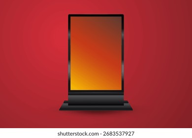 A  LED Screnn For Technology Concepts, used In Hi-Tech Device For Presentation and Signage Digital Vcetor and illustration, Hug LED Mock Up in Vector with Gradient Yellow