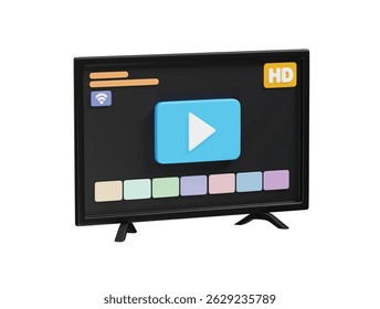 Ilustração de renderização 3d do ícone de Smart TV conduzida. HD Smart LED TV ícone ilustração 3d render