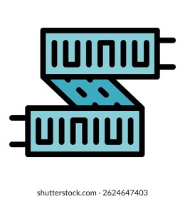 Led strip computer icon. Outline led strip computer vector icon color flat isolated
