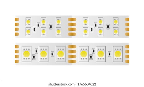LED strip isolated on a white background. LED strip close-up. Realistic vector.