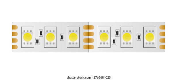 LED strip isolated on a white background. LED strip close-up. Realistic vector.