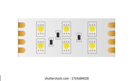 LED strip isolated on a white background. LED strip close-up. Realistic vector.