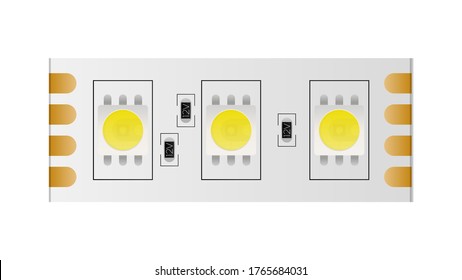 LED strip isolated on a white background. LED strip close-up. Realistic vector.
