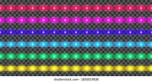 LED strip set. Colorful realistic illuminated tape decoration