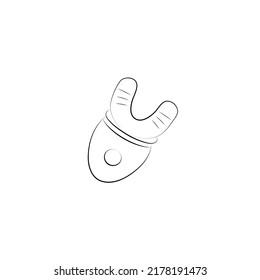 Dispositivo de luz blanqueador de dientes LED. Aparato dental para la salud de la juventud y la belleza, Esbozar ilustración vectorial