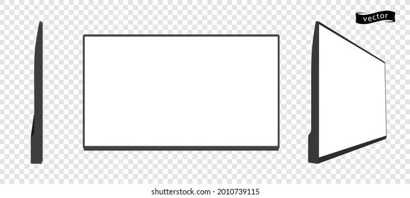 Led tv 3d realistische Mock up. Led TV-Rahmen mit Blankovorlagen, verschiedenen Blickwinkeln. Vektorgrafik. EPS10.