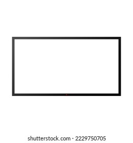 LED TV with blank white flat screen isolated on white background