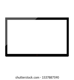LED TV with blank white screen display isolated on white background. vector illustration