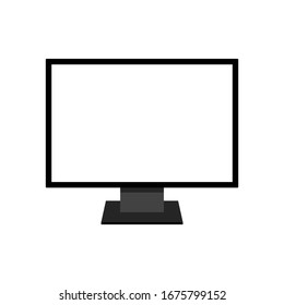 LED TV computer monitor display with blank white screen isolated on white background. vector illustration