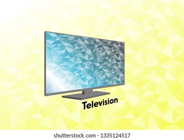 LED tv, flat screen on a background image, polygon colors beautiful.