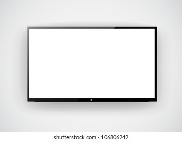 Led Tv Hanging On The Wall Background