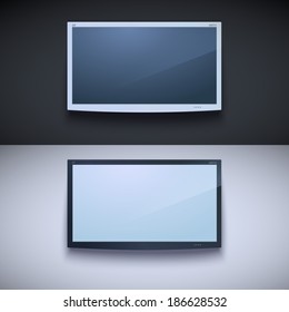 Led tv hanging on the wall. Two color, for your design