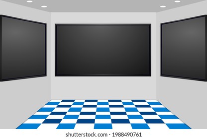 led tv on the white wall in the train station