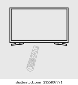 led tv with remote control icon. concept of online television broadasting or internet video service. stroke flat style trend modern logotype graphic art tv.