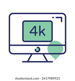 Led tv screen, icon of 4k Technology in trendy style