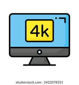 Led-TV-Bildschirm, Symbol der 4k-Technologie im trendigen Stil