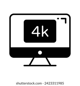 Pantalla de televisión en línea, icono de tecnología 4k en estilo de moda