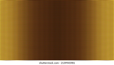 Led TV Screen. Pixel Texture. Digital Display With Points. Lcd Monitor. Yellow Orange Television Videowall. Projector Template. Horizontal Background. Electronic Diode Effect. Vector Illustration.