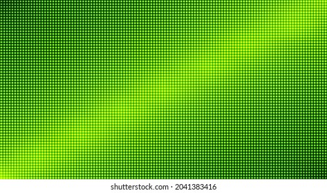 Led TV texture. Digital display. Lcd monitor. Green videowallwith points. Television background. Electronic diode effect with bulbs. Pixel screen. Projector grid template. Vector illustration.