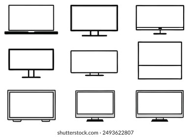 Ilustración minimalista del arte de la línea de los televisores led Trends Galería